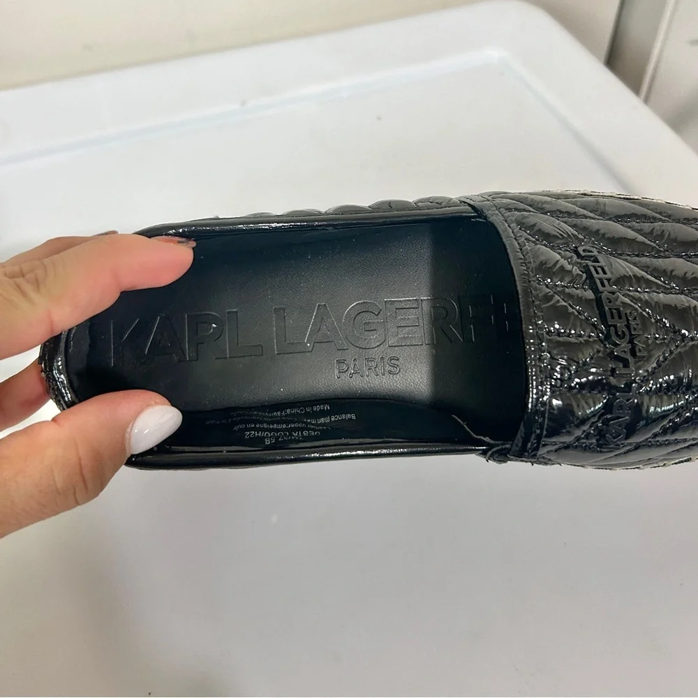 Karl Lagerfeld Paris Dalia Black Quilted Platform Espadrilles
